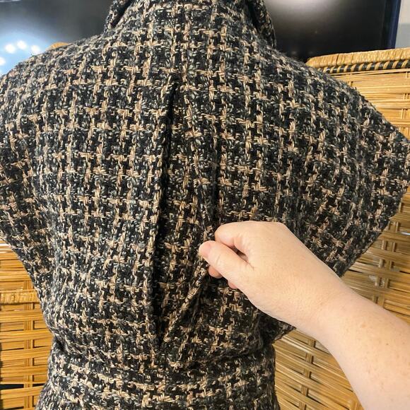 Millard Fillmore Tweed Wrap Vest Jacket Lined Belted Boho Retro Size Large - Picture 7 of 11